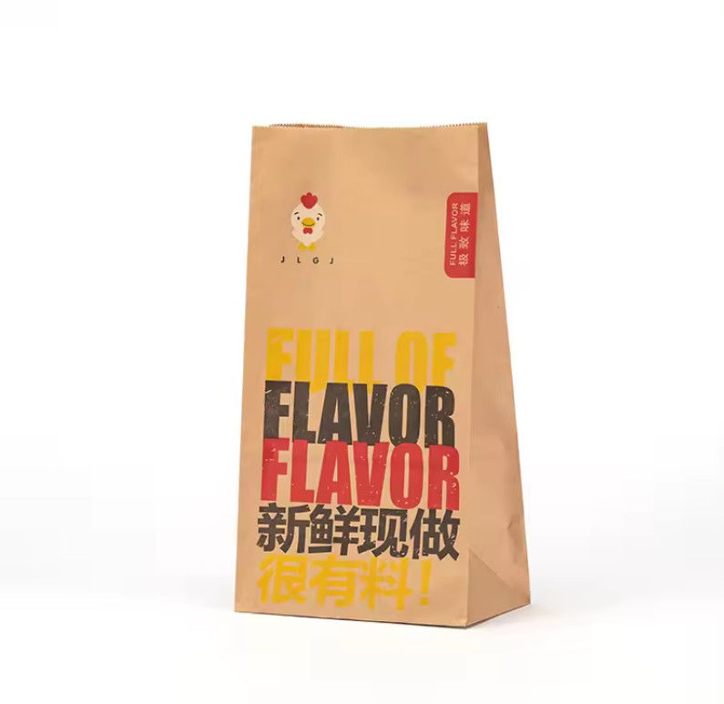 Unique Opening Design Easy Folding Convenient Kraft Paper Delivery Snack Packing With Custom Logo Fast Food Burger Bag